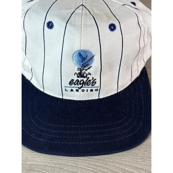 Vintage Duckster Eagle’s Landing Golf Hat Pinstripe Strapback Cap Made in USA‎ - Picture 2 of 5